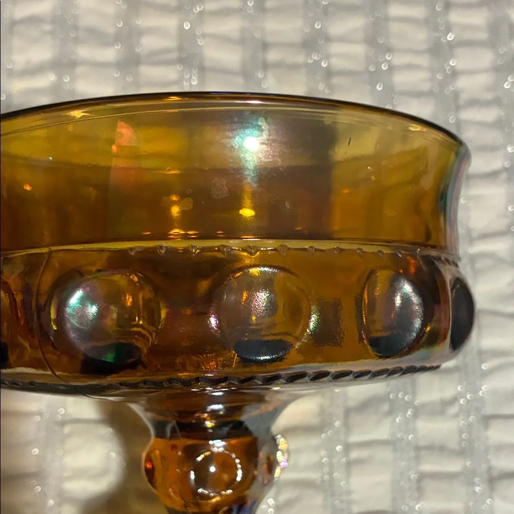 Amber Carnival Glass Compote Dish - Picture 3 of 7